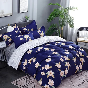 

Thumbedding Flowers Bedding Set King Size Elegant Classic High End Duvet Cover Navy Queen Full Twin Single Comfortable Bed Set