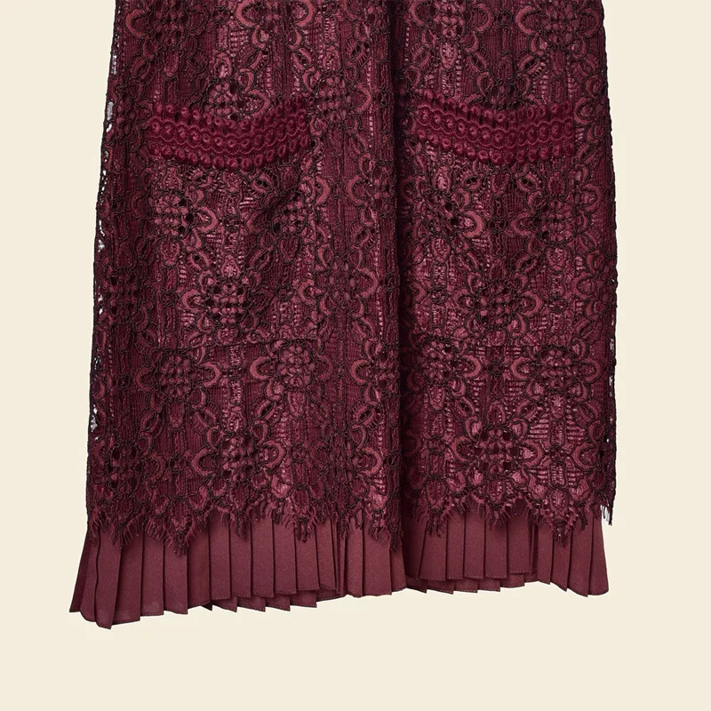 Robe Courte кружевное женское платье винтажное открытое Lanon Мини Цветочный стандартный воротник трапециевидной формы осень зима дропшиппинг