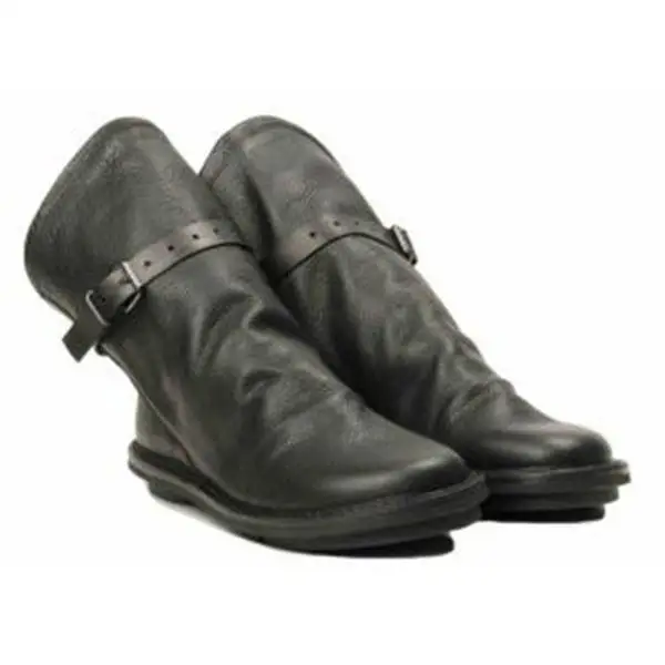 

Men Fashion Pu Leather Slip-on Low Heel Round Toe Ankle Shoe Male Unique Design Vintage Casual Retro Motorcycle Soft Boots 4M084