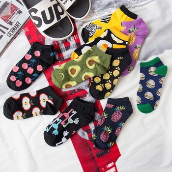 

Women socks Funny socks short Cute Cartoon Personality Art animal apple pineapple Zebra Happy Harajuku skateboard Cotton Socks