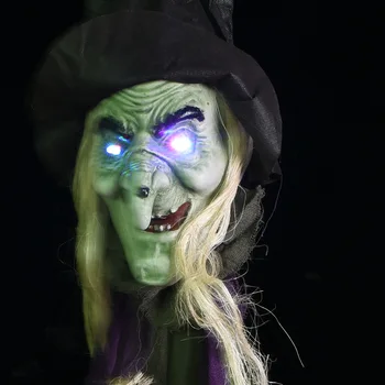 

Halloween Horrible Decoration Prop Pointed Hat Witch Hanging Ghost Terrible Colorful Change LED Eyes Children Party Scary toys
