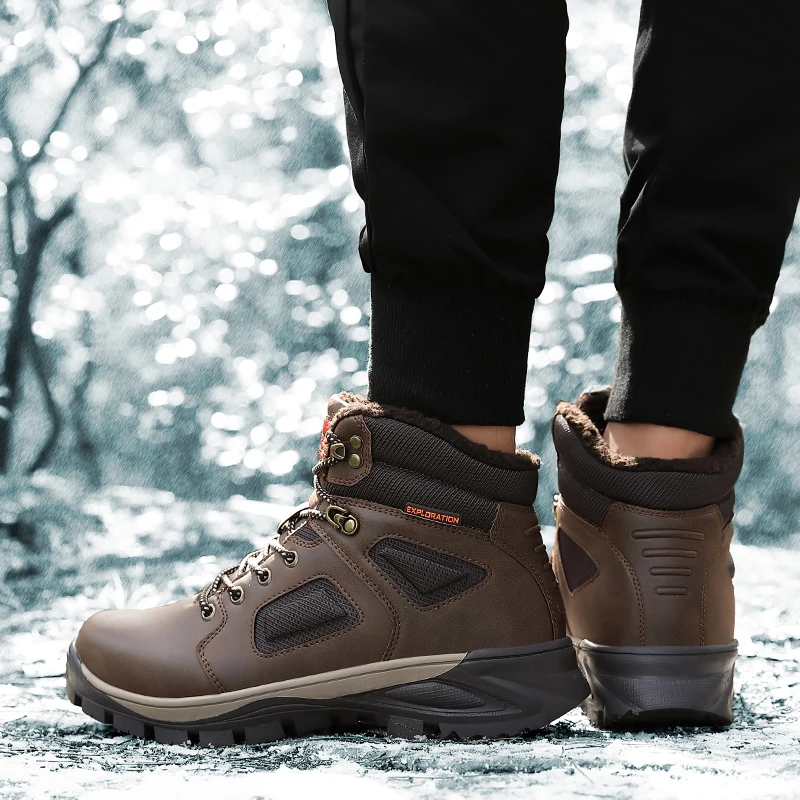 Мужская обувь для взрослых Нескользящие резиновые повседневные рабочие ботинки г. Новые брендовые Зимние очень теплые ботинки на меху для мужчин