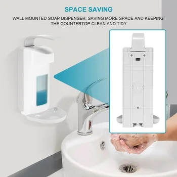 

TIOODRE Wall Mounted Liquid Manual Soap Dispenser Upgrade ABS Lotion Pump Elbow-Press Dispenser 1000ML Durable For Office Home