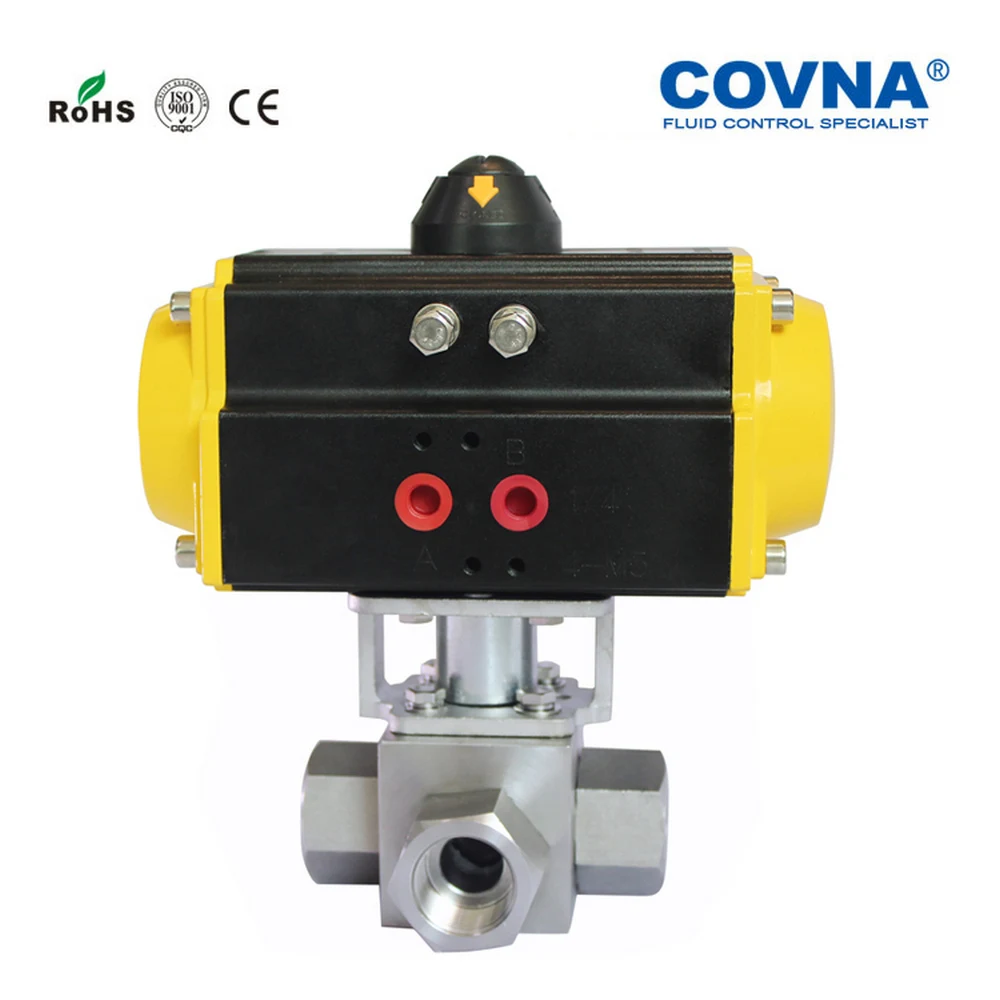 3/" высокое давление 200 бар три способа пневматического шарового клапана пружина возвращенная нержавеющая сталь 304 PTFE сиденье для автомойки