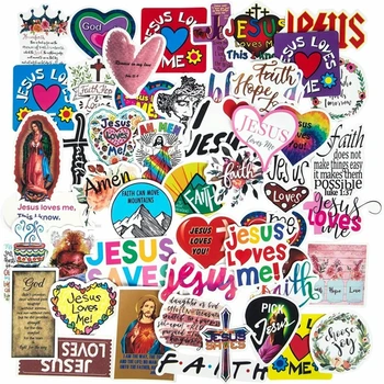 

50Pcs/lot Hotsale Jesus The God Christian Faith Stickers Waterproof No-duplicate Notebook Skateboard Decal Dropshipping
