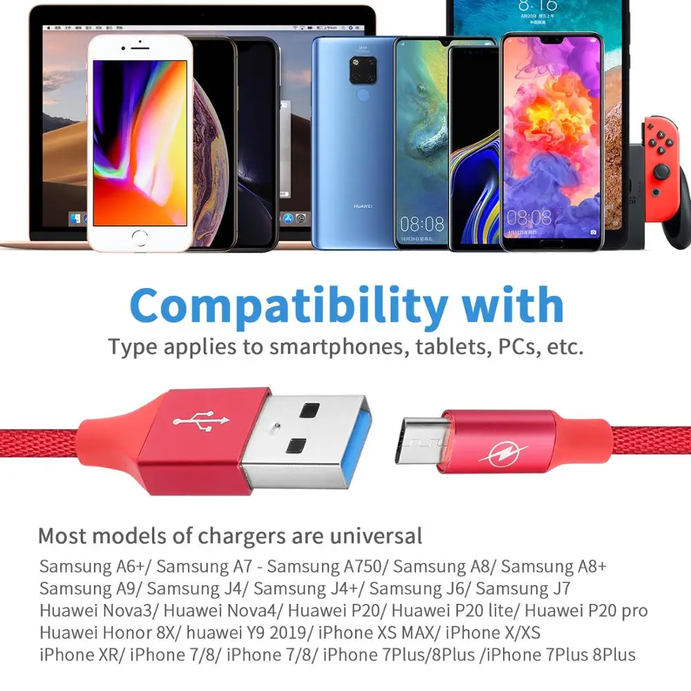 100 шт. кабель Micro USB для зарядного устройства [сертифицирован Apple MFi] 1 м (3 3 фута)