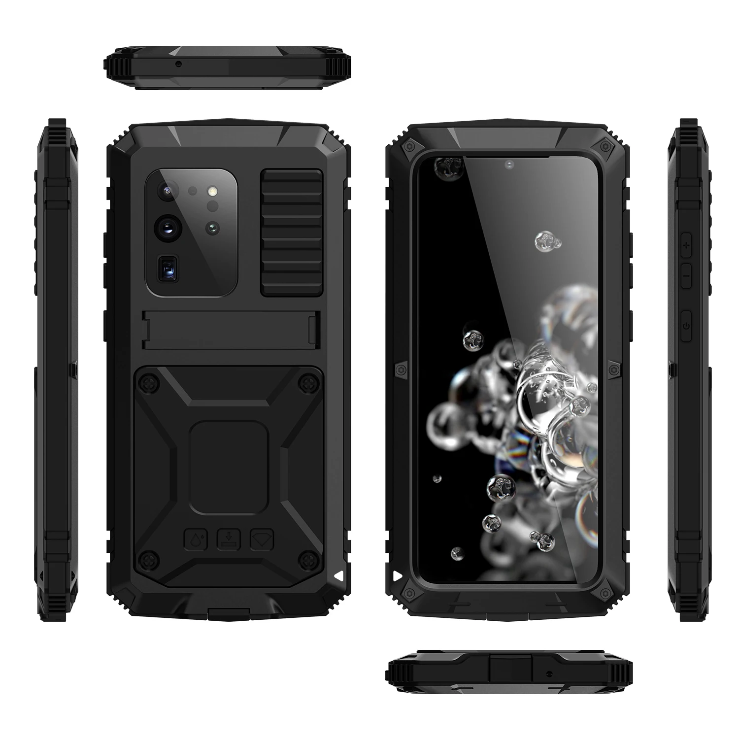 Glass Rugged Armor 360 Full Cover for Samsung Galaxy S22 S21 S20 Plus Note 20 Ultra A32 A72 A52 Metal Aluminum Shockproof Case