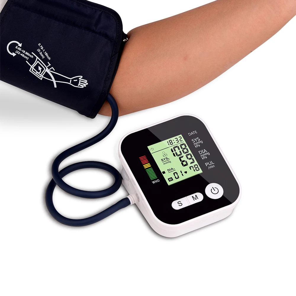 Electric Blood Pressure Backlight Tonometer Monitor Medical Equipment for Measuring Heart Beat Meter Machine Three Color Rem