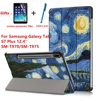 

Smart Case for samsung galaxy tab S7 Plus T970 T975 Tablet Stand Holder Magnetic cover for S7 Plus 12.4 inch +screen protector