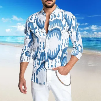 

shirt camisa masculina men shirt men camisas hombre chemise homme streetwear camisa social Daily Print Long Sleeve рубашка Z4