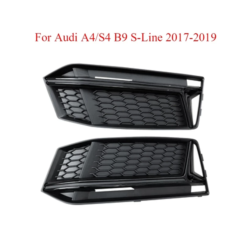 

2 uds negro brillante luz antiniebla del parachoques delantero lámpara rejillas de parrilla para Audi A4 Sline S4 2017 - 2019 ac