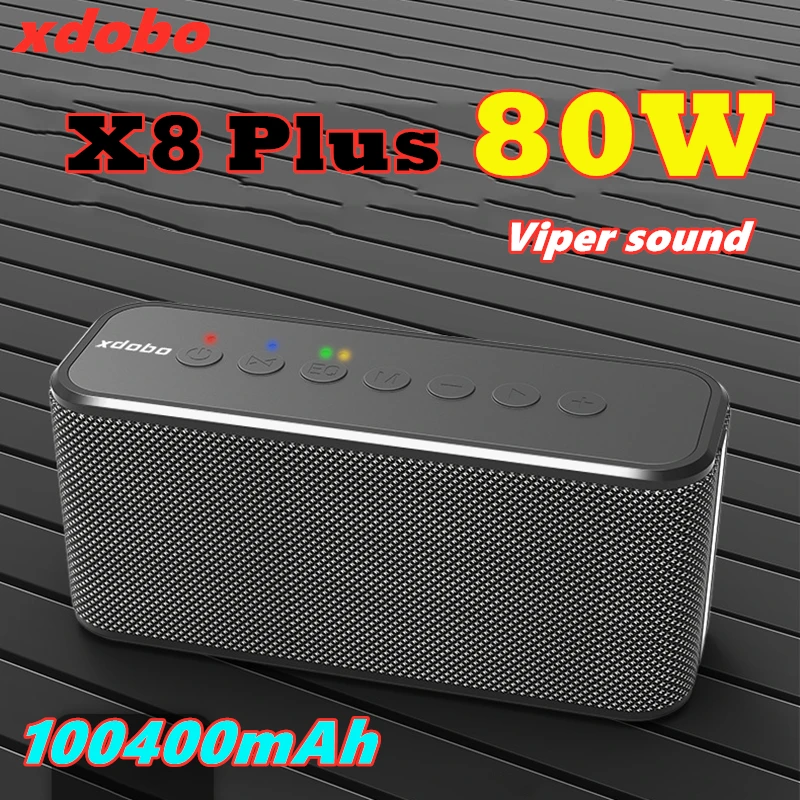 XDOBO-Subwoofer X8 Plus, 80W, altavoz inalámbrico portátil con Bluetooth, TWS, batería de 10400mAh, función de Banco de energía de cuatro núcleos