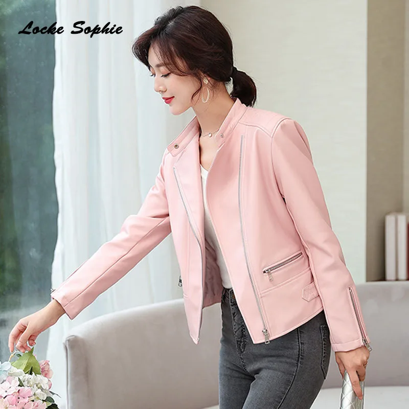 

Women's Plus size short jacket coats 2020 Spring faux fur PU Leather zipper Splicing Small Jacket ladies Skinny locomotive coats