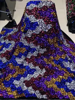 

2020 New Design Velvet With Sequins African French Velvet Lace Fabric High Quality Nigerian Velvet Lace Fabric For Garment