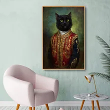 Estilo clásico El Gato Negro ropa Vintage pintura en lienzo pósters e impresiones cuadros de pared para la decoración de la sala de estar