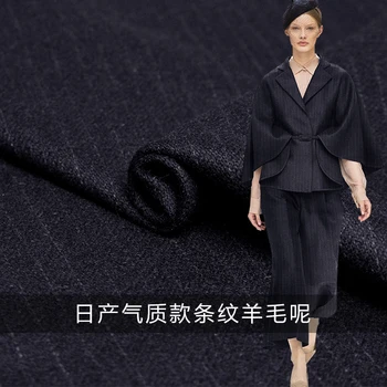 

White waxberry Made in Japan Navy blue stripe wollen goods 100%wool materials Autumn suit pants DIY clothes fabrics Freeshipping