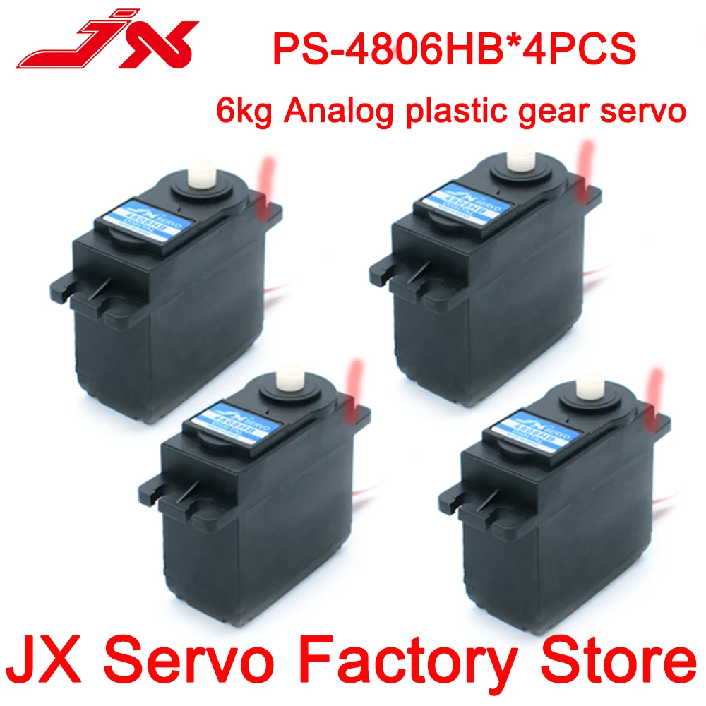 Jx Servo 4Pcs Ps-4806Hb 6Kg Di Plastica Standard Servo Sterzo Gear Motor Per Rc Modelli Di Controllo Remoto Di Ricambio Accessorio