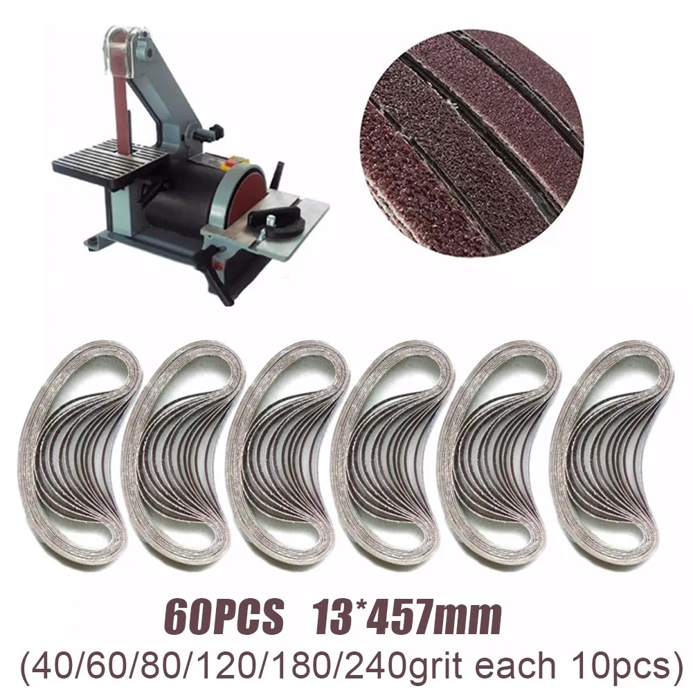 60Pcs Sanding Belts 13x457 Mm 40/60/80/120/180/240Grit For Black&Decker
