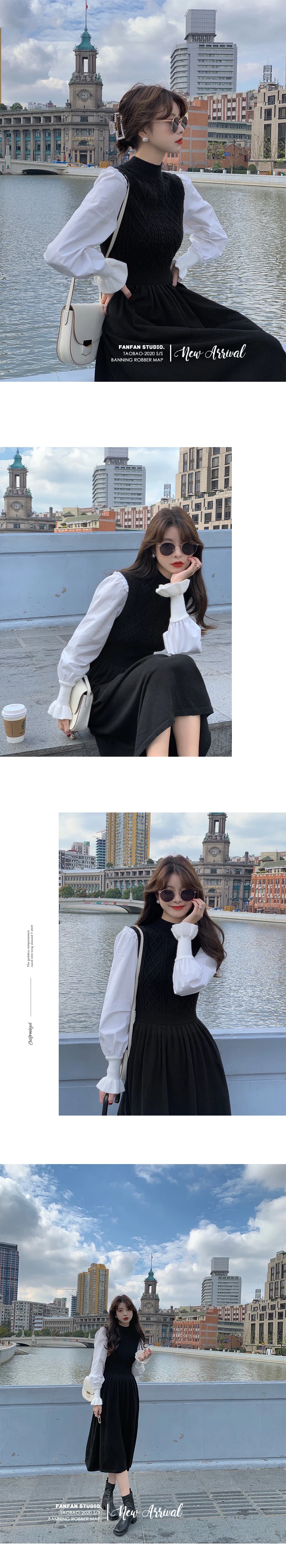 冬ニットワンピース韓国花びらスリーブタートルネックのセータードレス女性エレガントなヴィンテージパーティーニットドレス女性 Dresses Aliexpress