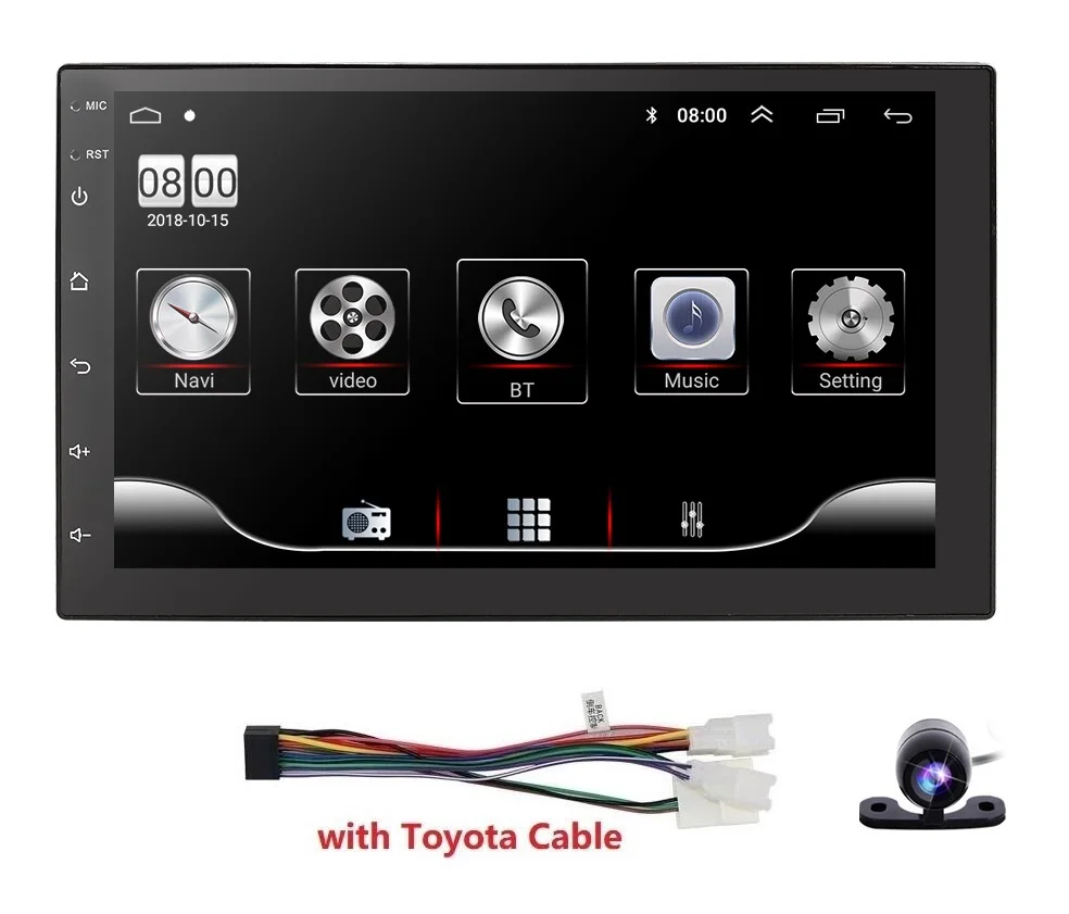 Универсальный 2 din Android 9,0 четырехъядерный автомобильный мультимедийный плеер gps Wifi BT Радио 4G SIM сеть 1024*600 SWC DAB Mic USB Navi карта - Цвет: ToyotaCable Camera3
