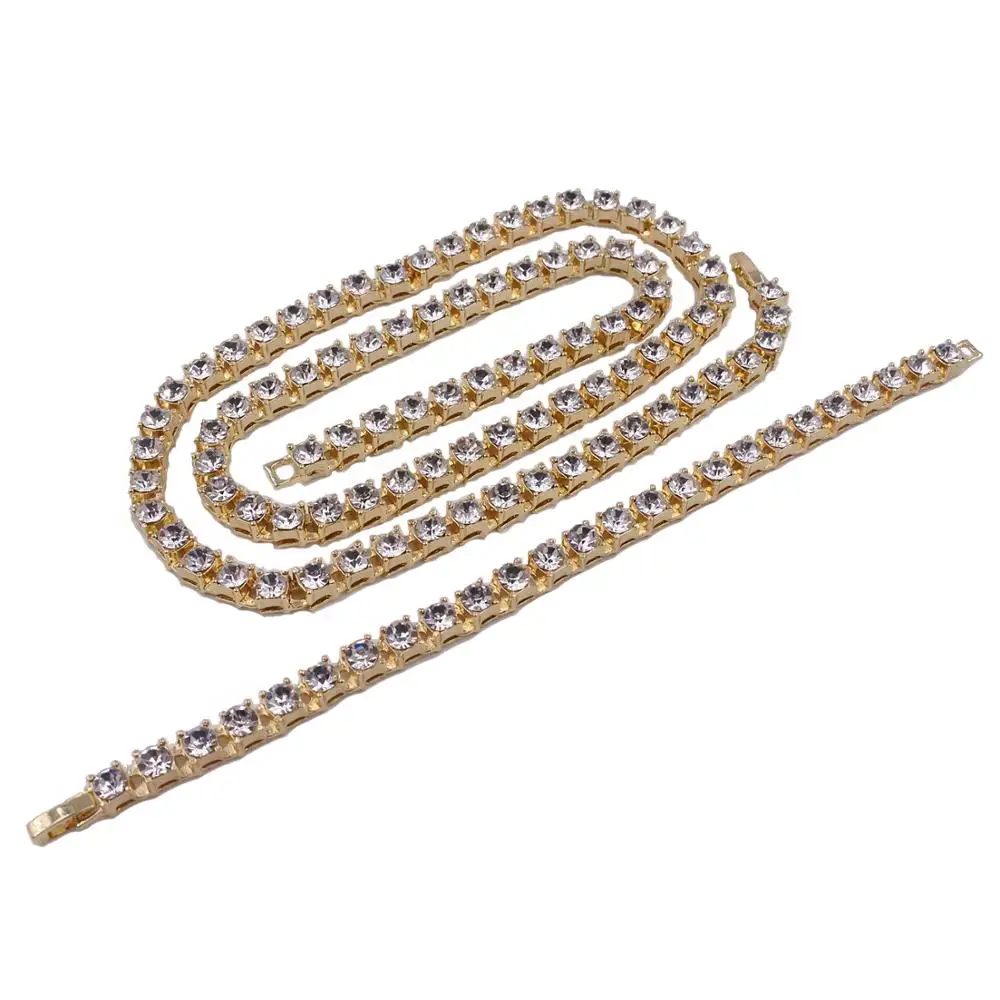 6 мм большой размер широкий Iced out bling crystal 1 ряд теннисная цепочка ожерелье и