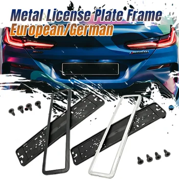 

Sliver/Black Stainless Steel Car License Plate Frame Auto License Number Plate Holder With Screws For Russian 8k/European/German