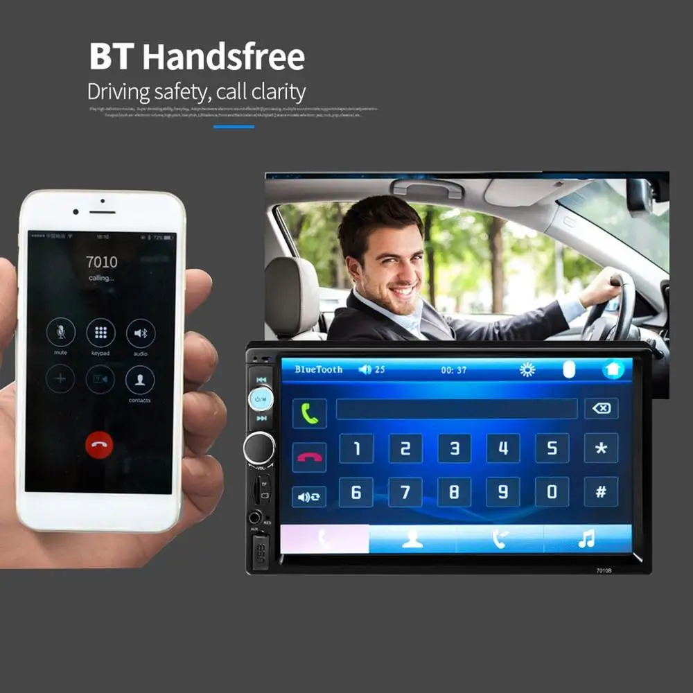 Авто двойной 2 DIN Автомобильный Bluetooth аудио 7in HD радио в тире сенсорный экран стерео MP3 MP5 плеер 7010B USB управление рулем