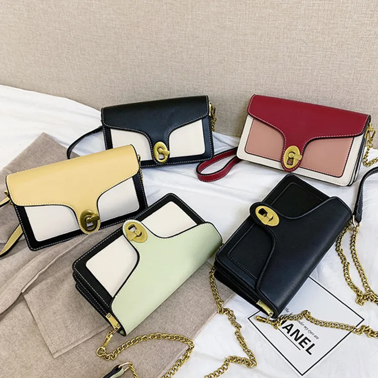 

Women Handbag Crossbody Contrasting Color Chain Flag Bag Fashion Small Shoulder Bag Street Outdoor Casual Ladies Pouch Designer