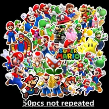 50PCS Super Mario Game Stickers DIY Bike Travel Luggage Phone Guitar Laptop Classic Cartoon Sticker Decals Fun for Kid Toys Gif