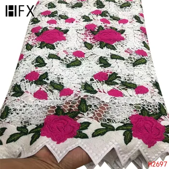 

HFX 2019 Latest pink Guipure Lace fabric Embroiderey French African Cord Lace Fabric High Quality Nigeria Lace Fabric H2697