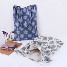 1x Льняная сумка с рисунком дерева, эко-сумка для покупок, уличные холщовые сумки на плечо