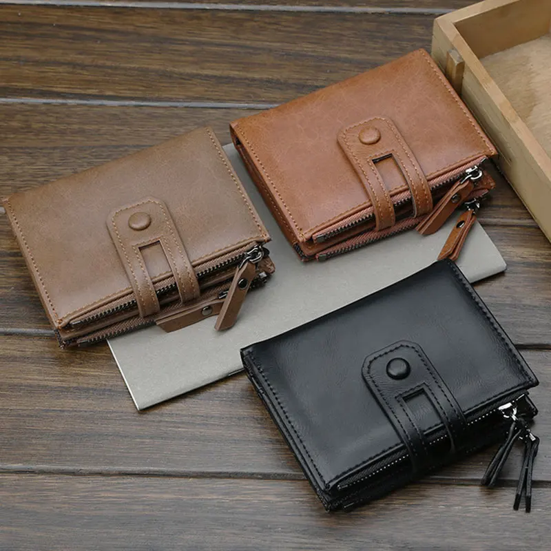 

Short Retro Wallet Multi-Function Zipper Coin Purse Large Capacity Card Package For Men