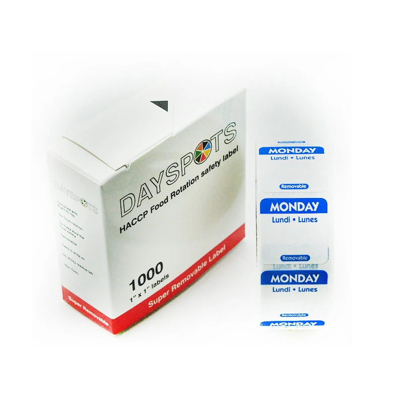 DaySpot HYDS-RL1x1-WEEK съемный клей Labels" X1" дюймов Дата наклейки для хранения еды вращение, 1000 этикеток/рулон
