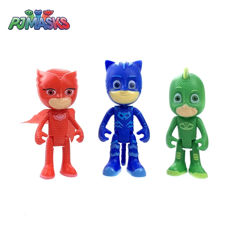 3 unids/set PJ máscaras de Anime de dibujos animados figura de acción de juguete muñecas superhéroe Catboy Owlette Gekko modelo juguetes de los niños regalo de cumpleaños