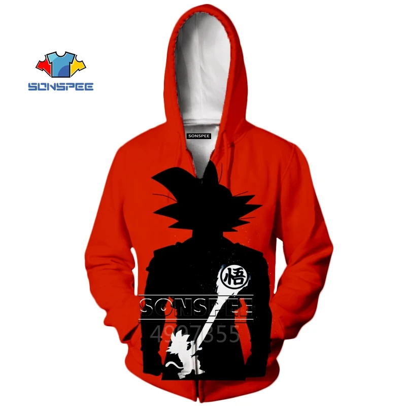 SONSPEE goku Harajuku/модные худи для мальчиков и девочек на молнии, худи с 3D принтом «Жемчуг дракона» для подростков, детская одежда, горячая распродажа, ZIP49 - Цвет: 7