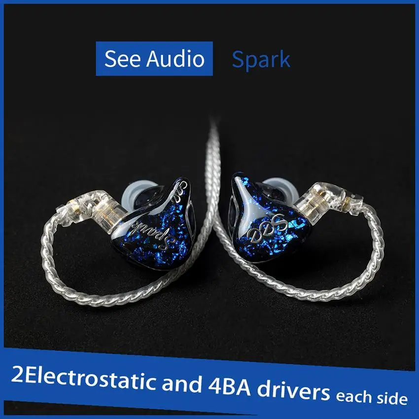 SeeAudio Spark Electrostatic 2EST 4BA Balanced Armature Hybrid Customize HIFI Music Monitor Studio Audiophile Earbuds Earphones