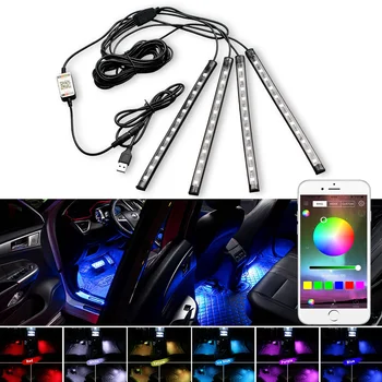 

Car Atmosphere Decorative Led Light Bulbs Ambient Lamp APP Music Remote Control USB RGB 5050SMD Auto Interior light Flexible