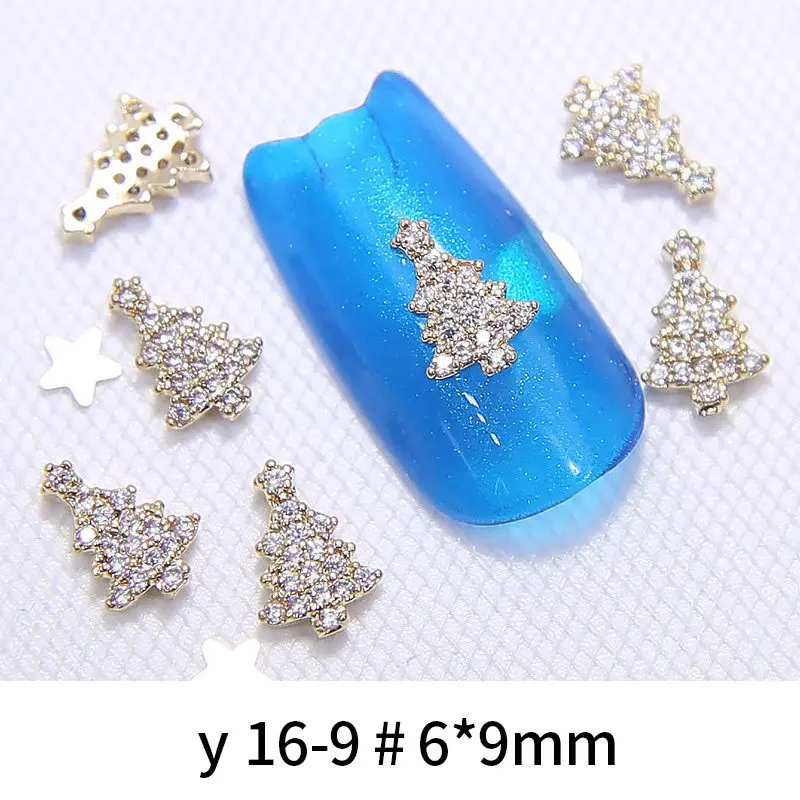5pcs/lot 3D Christmas Tree Snowflake Zircon Crystal Nail Art Rhinestone Alloy metal manicure DIY Nail Decoration Nails charms - Цвет: y16-9
