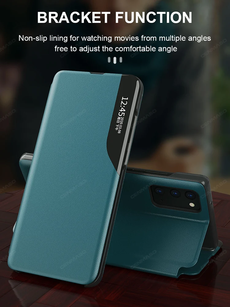 Зеркальный умный кожаный флип-чехол для Samsung Galaxy Note 20 Ultra 8 9 Plus Магнитный чехол с