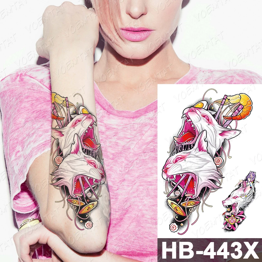 Wasserdicht Temporare Tatowierung Aufkleber Japanische Rosa Anime Katze Flash Tattoos Fuchs Maske Korper Kunst Arm Gefalschte Tatoo Frauen Manner Temporary Tattoos Aliexpress
