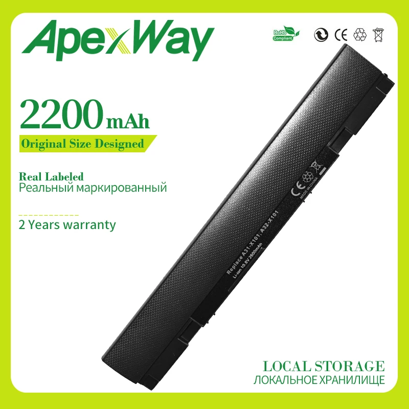 Аккумулятор ApexWay для Asus Eee PC X101, X101C, X101CH, X101H, 2200 мАч, A31-X101