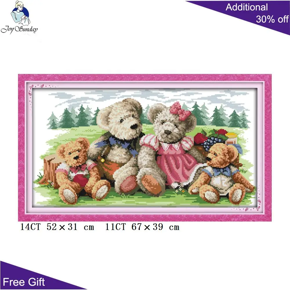 Семейные комплекты для вышивки крестом Joy Sunday Bear K085(1)K085(2)K085(3) 14CT 11CT набор