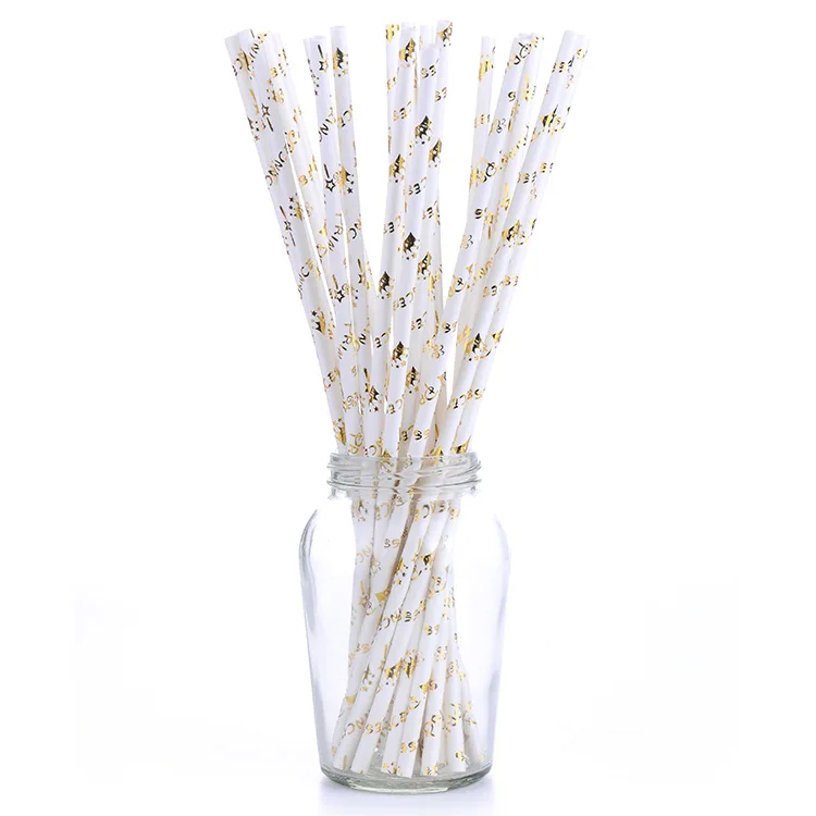 

Environmentally Friendly Disposable Hard Paper Straw Bronze Creative Art Decoration Beverage Suction Pipe Biodegradable Paper St