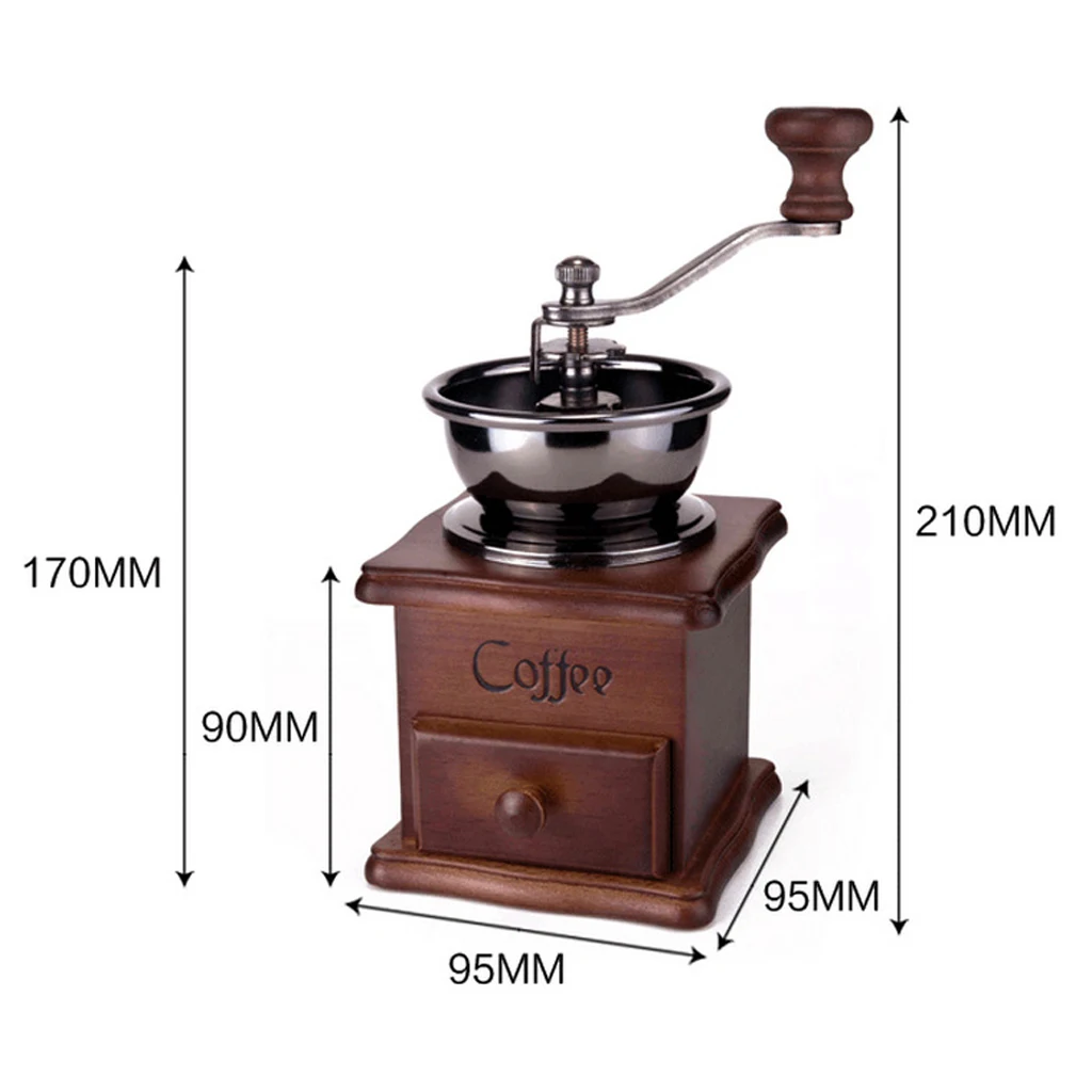 Classical Wooden Manual Coffee Grinder Hand Stainless Steel Retro Coffee Spice Mini Burr Mill With High-quality Ceramic Millston