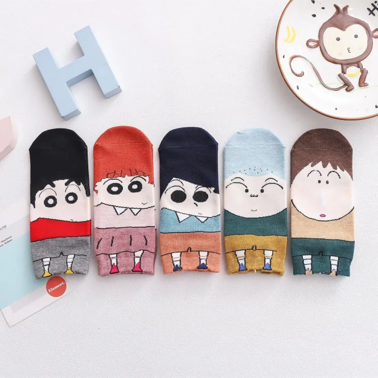 Харадзюку носки для девочек с героями мультфильмов Crayon Shin Chan кавайные женские