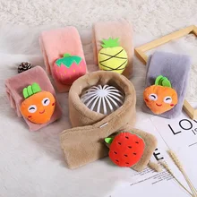 Детские теплые трехмерные шарфы с фруктами из мультфильмов; корейский стиль; сезон осень-зима; высококачественные очень мягкие милые шарфы для девочек