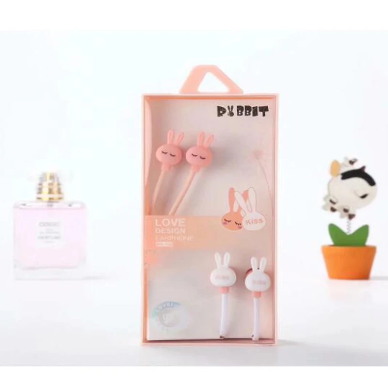 Проводной головной убор с мультяшным Кроликом, наушники с микрофоном для Xiaomi, samsung, iPhone, телефона для детей, девочек, милые подарки, наушники - Цвет: Pink 2