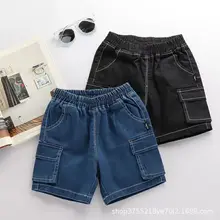 Штаны для мальчиков модные детские джинсы в западном стиле летняя одежда Новинка года, стильная верхняя одежда для маленьких детей джинсовые шорты для малышей