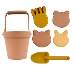Seau de sable de plage en Silicone pour enfants, couleur douce pour l'extérieur Tropical d'été bébé, jouet cadeau d'anniversaire 