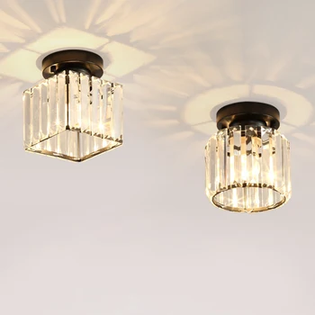 

E14 Lamp Base LED Crystal Chandelier Ceiling Light Aisle Round Square Chandelier Ceiling Lights Living Room Home Decoration